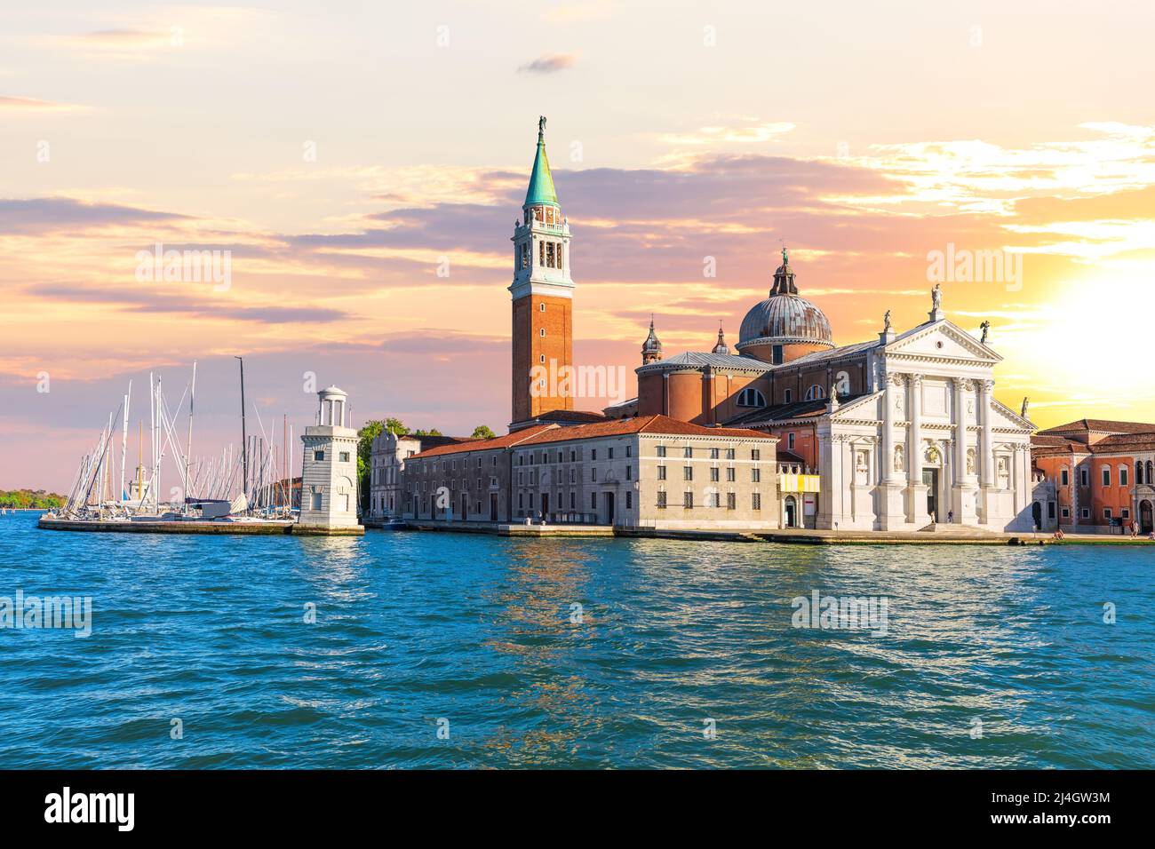 Famous San Giorgio Maggiore Island in the lagoon of Venice at sunset ...