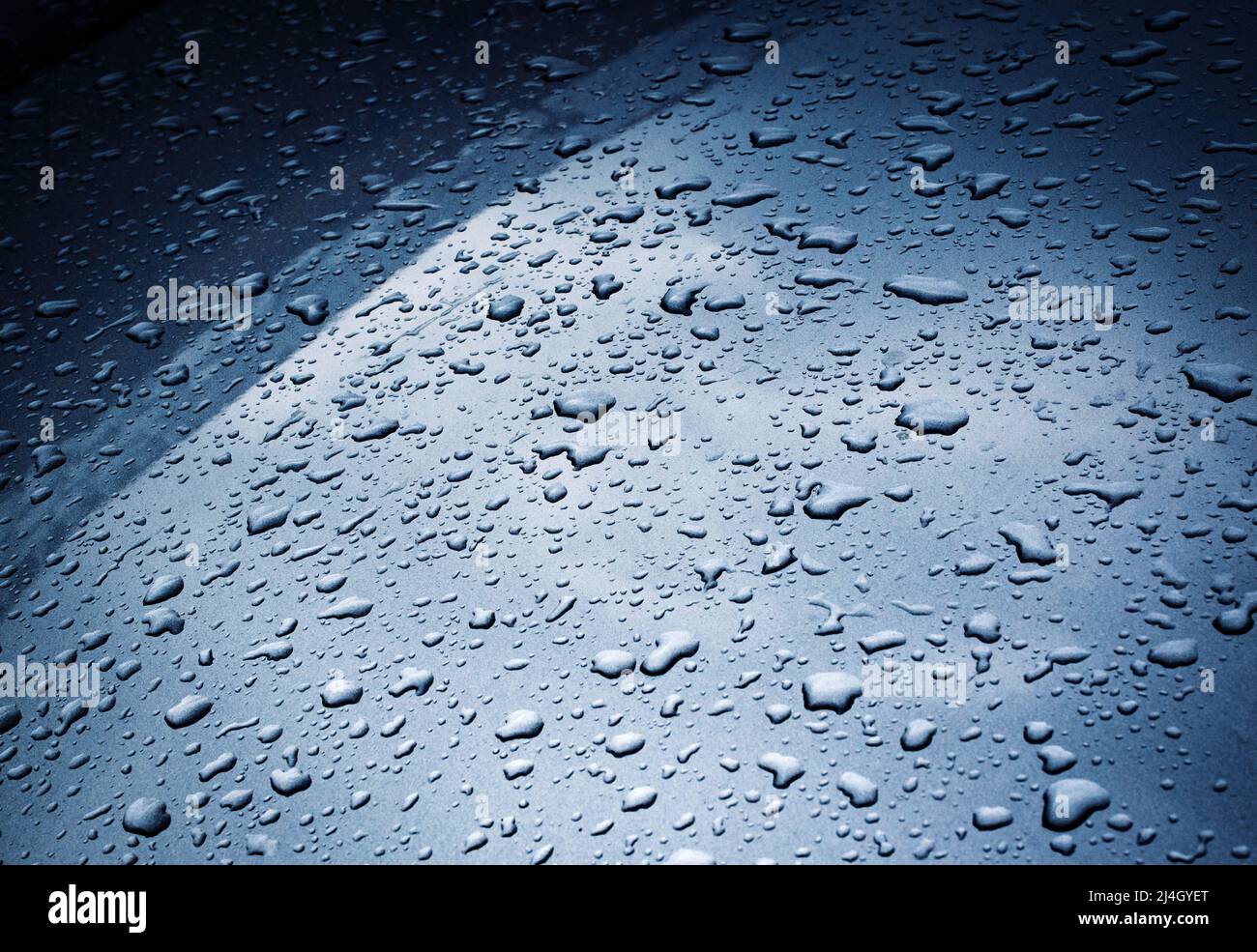 background or texture raindrops on a metallic paint sheet Stock Photo