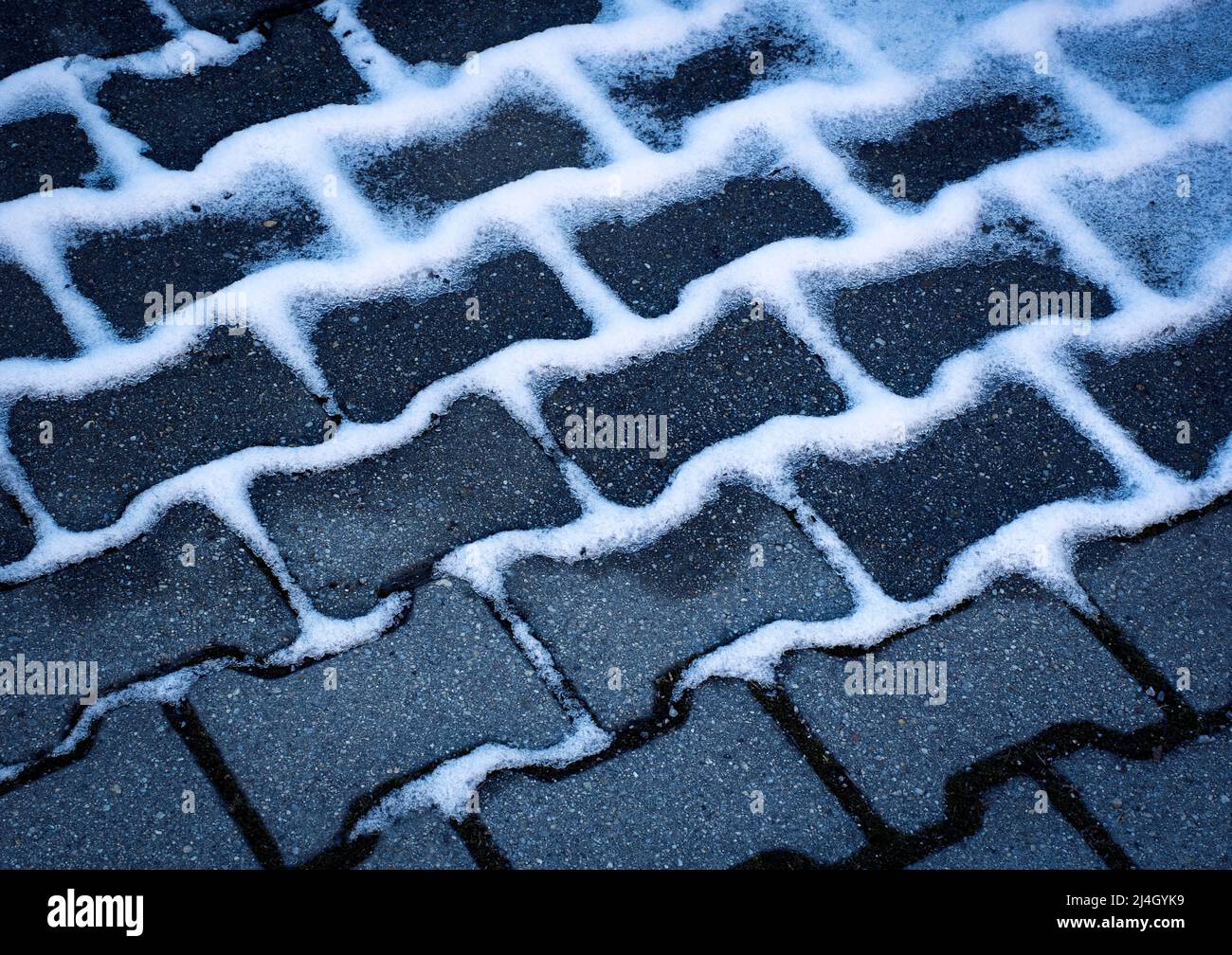 seasonal background snow covered concrete pavement Stock Photo Alamy