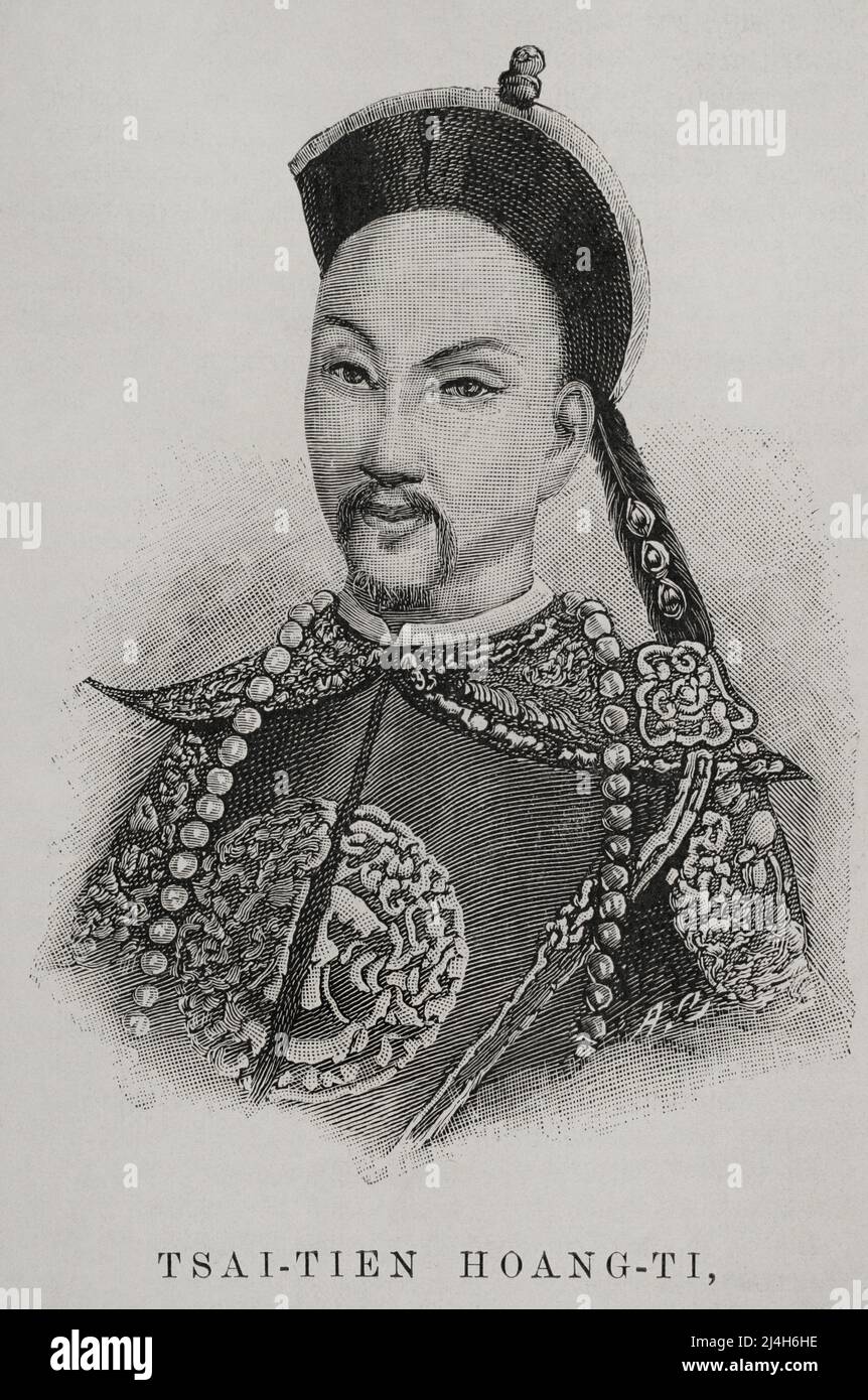 Guangxu (1871-1908). Emperor of China (1875-1908). Qing Dynasty. Personal name Zaitian. Portrait. Engraving. La Ilustración Española y Americana, 1898. Stock Photo