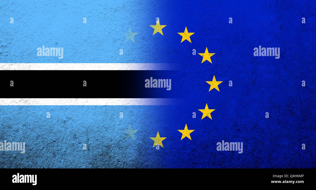 Flag of the European Union with The Republic of Botswana National flag