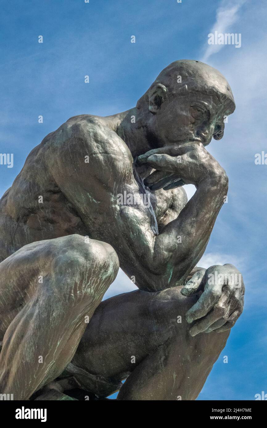 Rodin's The Thinker done in Bronze, a gift by Ralph King in 1917 to Cleveland Stock Photo
