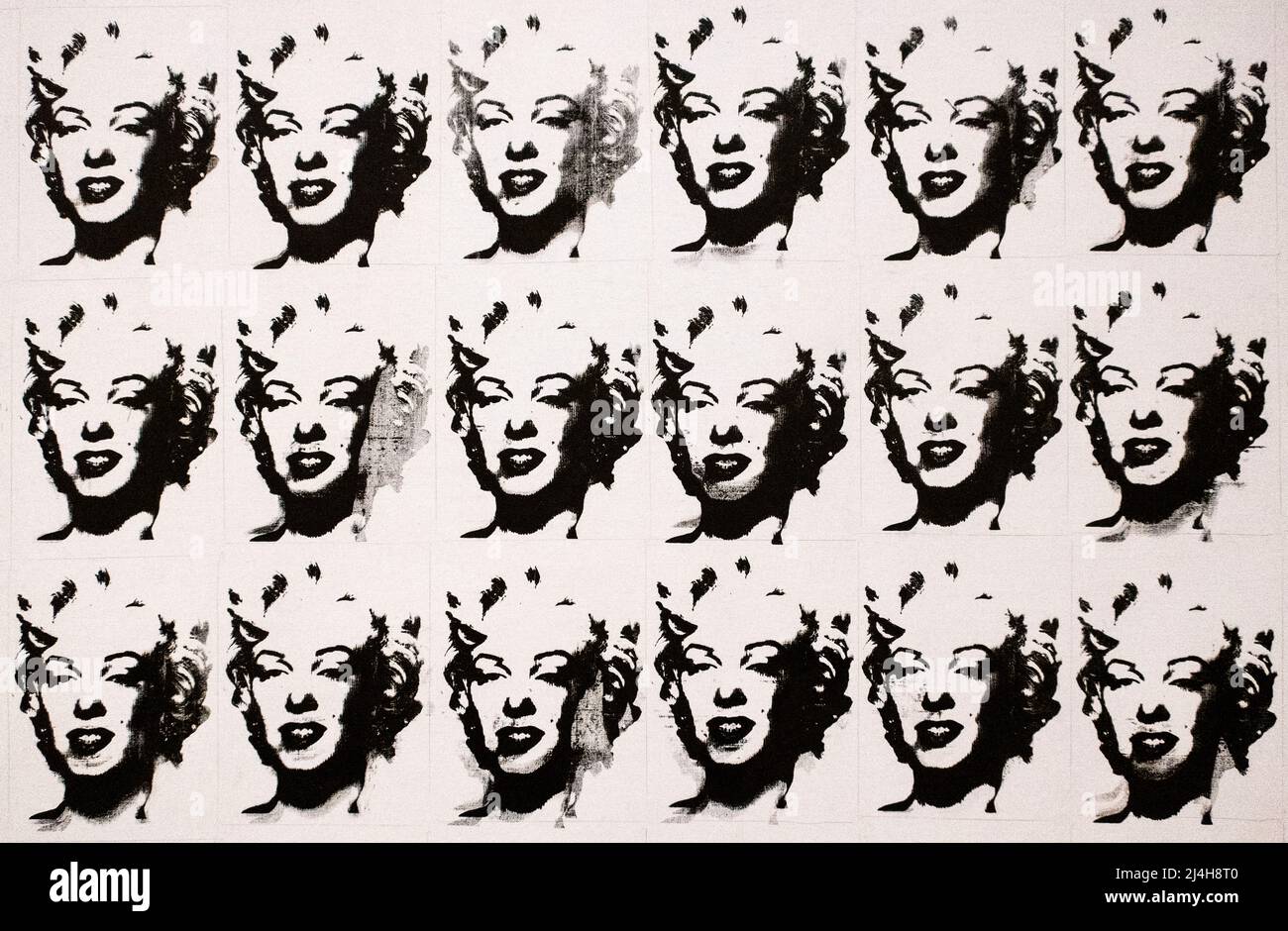 pop culture art of Andy Warshol's painting Marilyn x 100 at the Cleveland Museum of Art Stock Photo