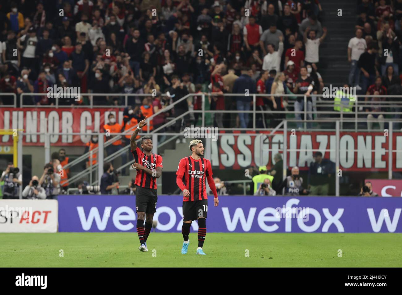 Rafael Leao of AC Milan celebrates after scoring a goal during the ...