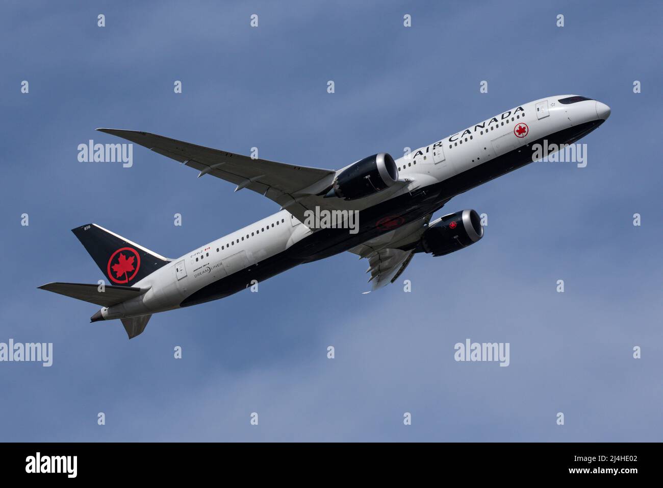 A Boeing 787 operated by Air Canada departs from London Heathrow Airport Stock Photo