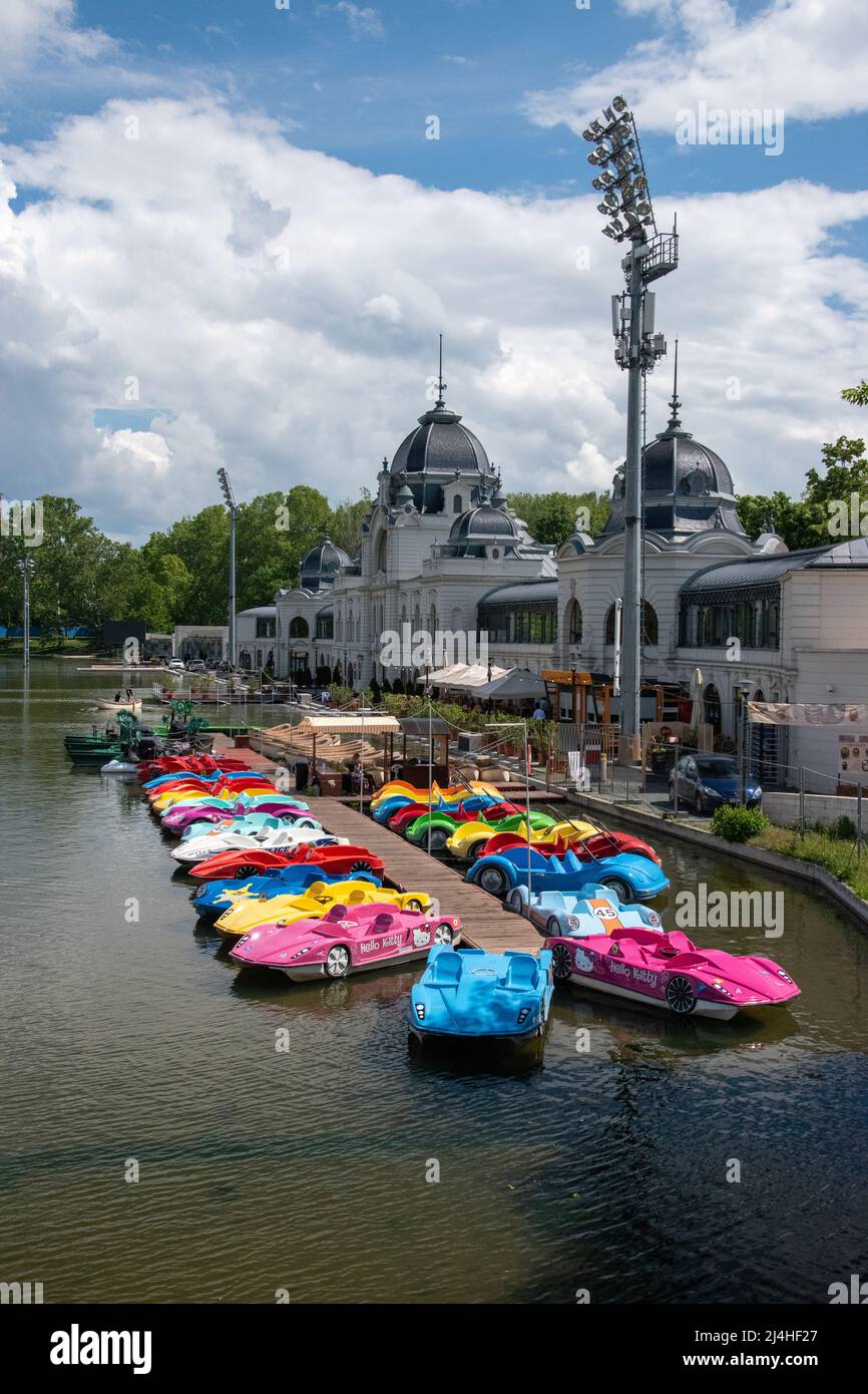 Bright Pedal Boats for rent in City Park, Budapest, Hungary Stock Photo -  Alamy