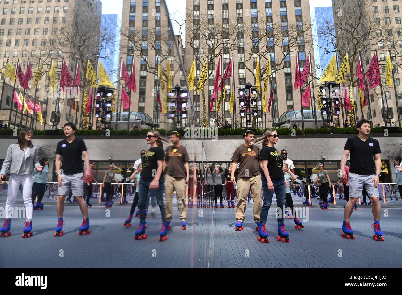 People rollerskate at the opening day of Flippers Roller Boggie Palace
