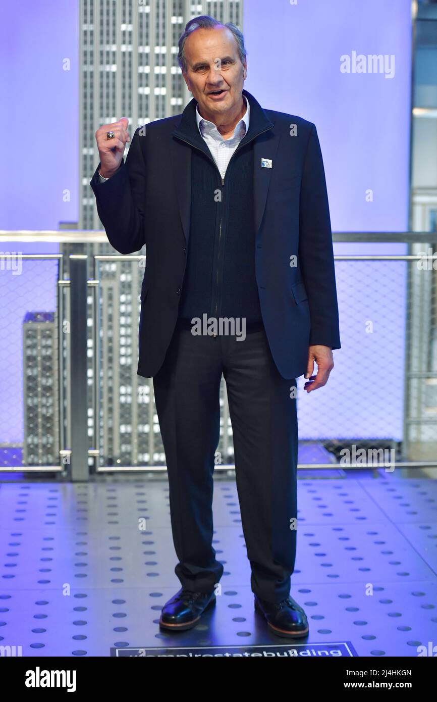 New York, USA. 15th Apr, 2022. American baseball legend Joe Torre visits  the Empire State Building in honor of Jackie Robinson Day, New York, NY,  April 15, 2022. (Photo by Anthony Behar/Sipa