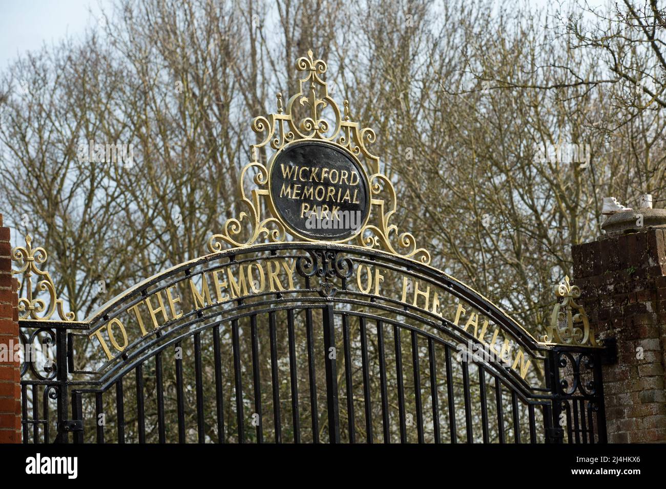Wickford, Essex, England, March 20th 20222, a view of the gates of Wickford Memorial park Stock Photo