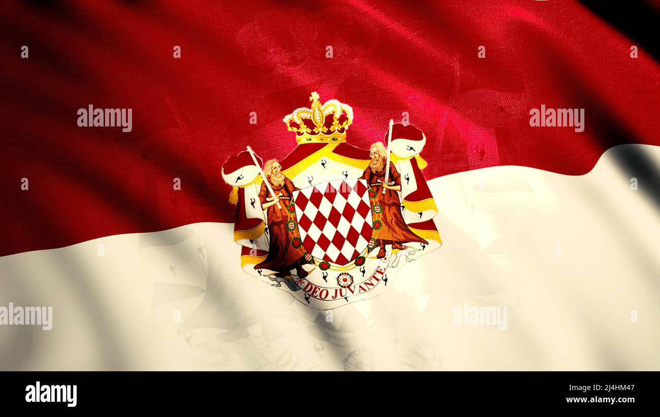 Coat of arms of Monaco .Motion. A bright national symbol of Monaco 