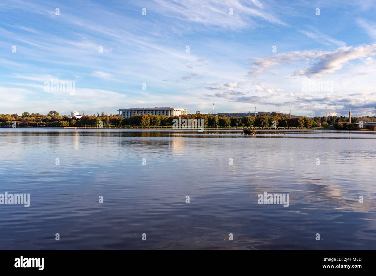 National Library Building seen across Lake Burley Griffin in Canberra ...