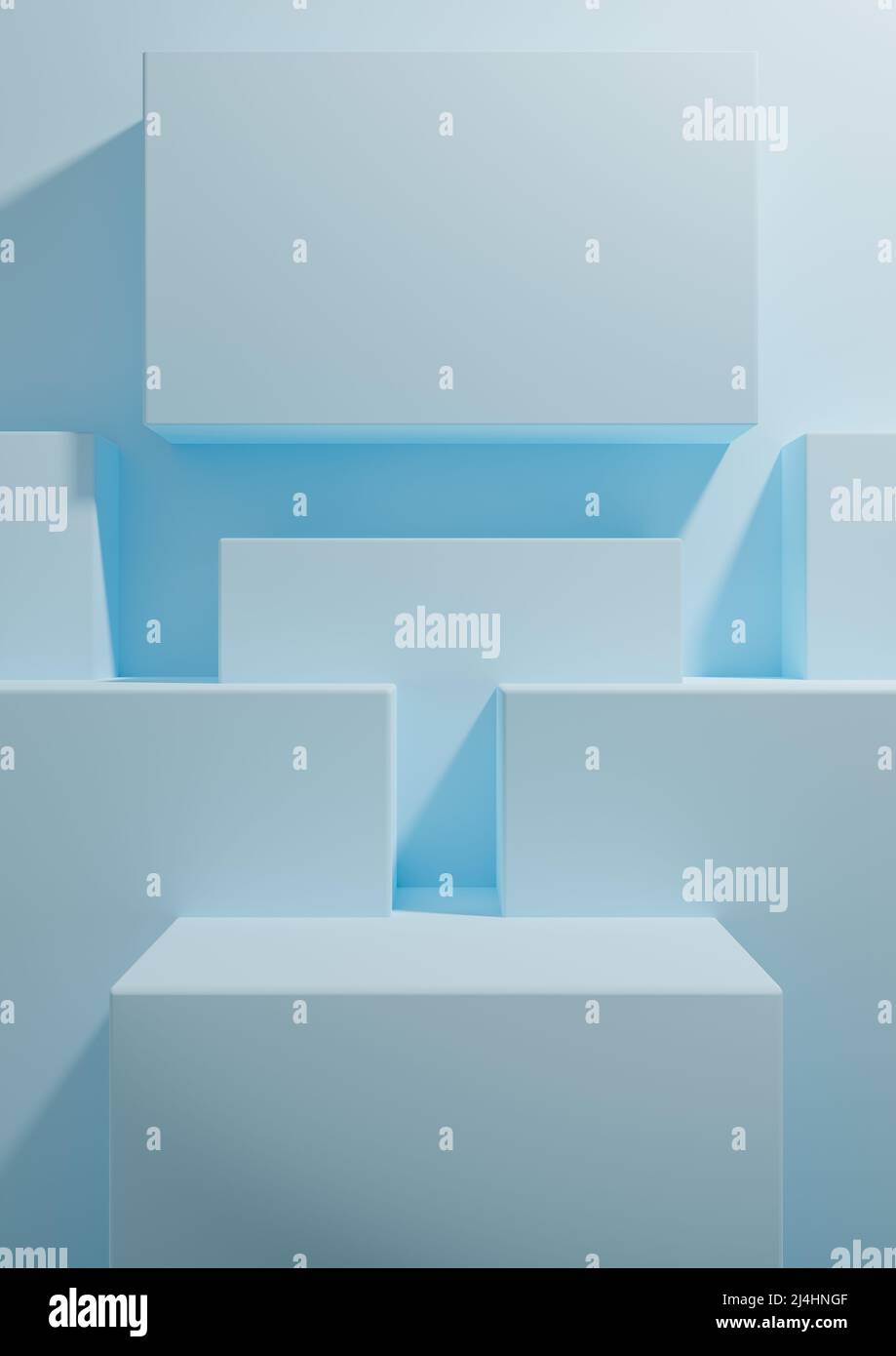 Light, pastel, baby blue 3D rendering product display background simple ...