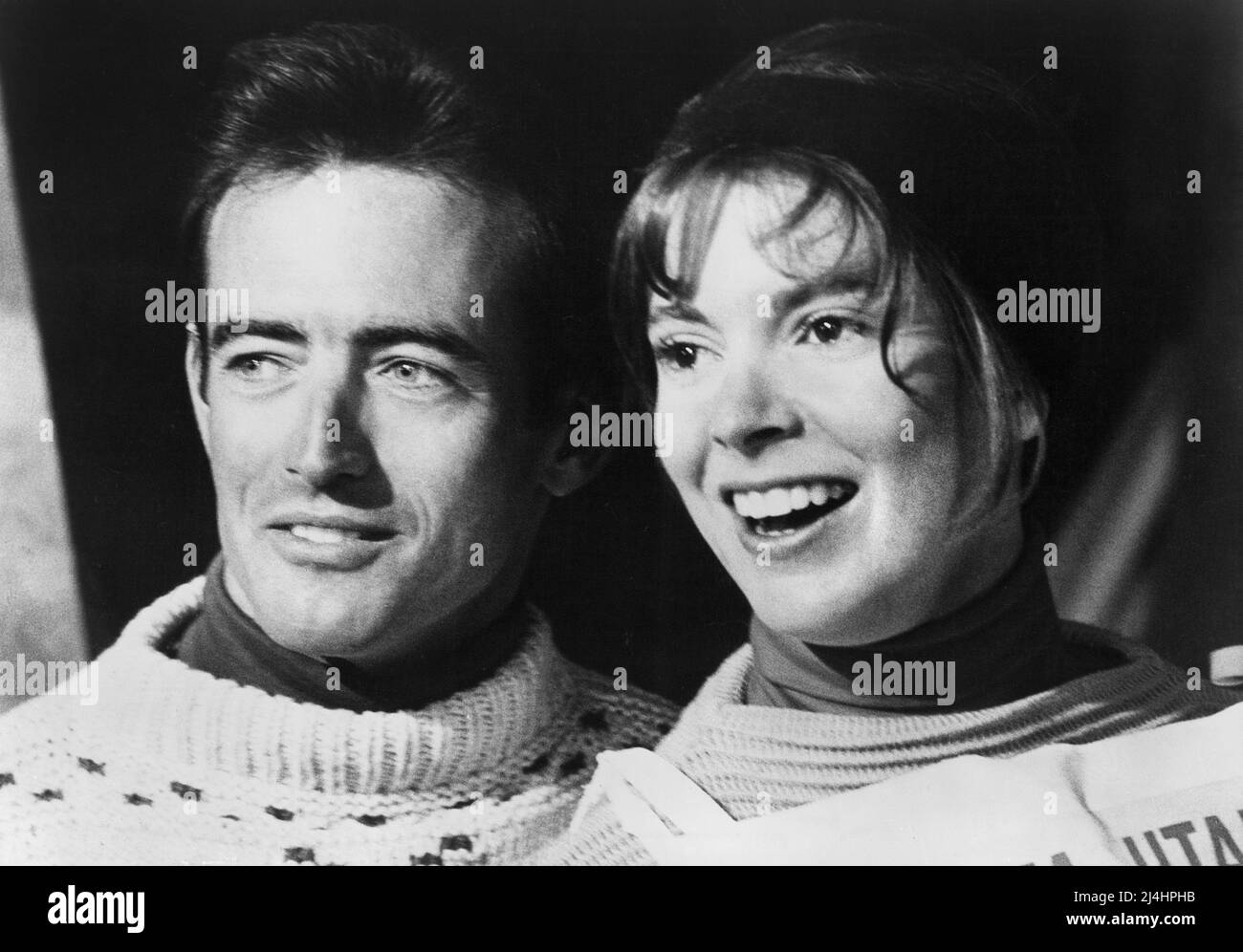 Bill Vint, Marilyn Hassett, on-set of the film, 'The Other Side Of The Mountain', Universal Pictures, 1975 Stock Photo