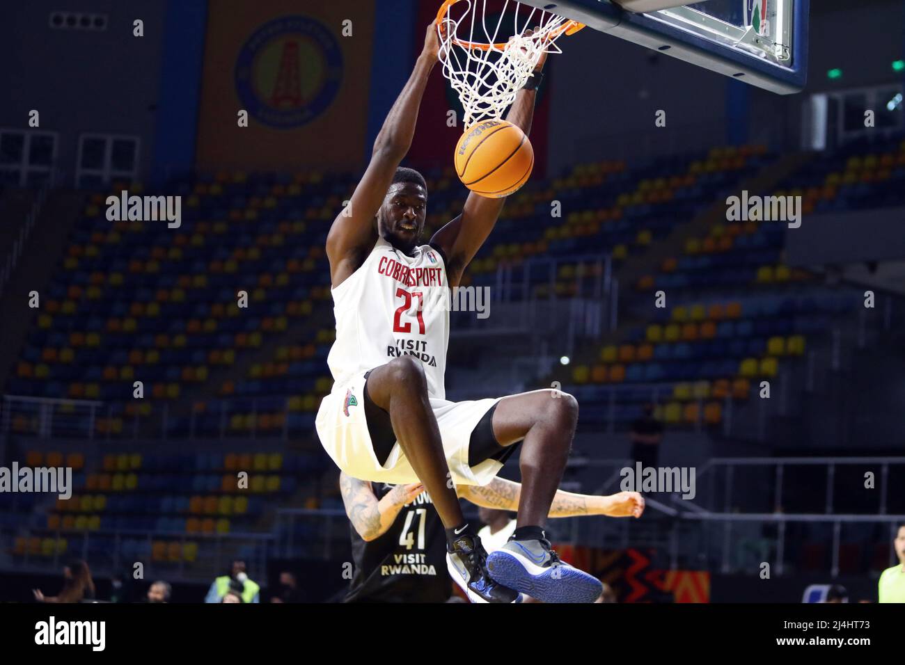 Cairo, Egypt. 15th Apr, 2022. Leon Hampton of Cobra Sport dunks during