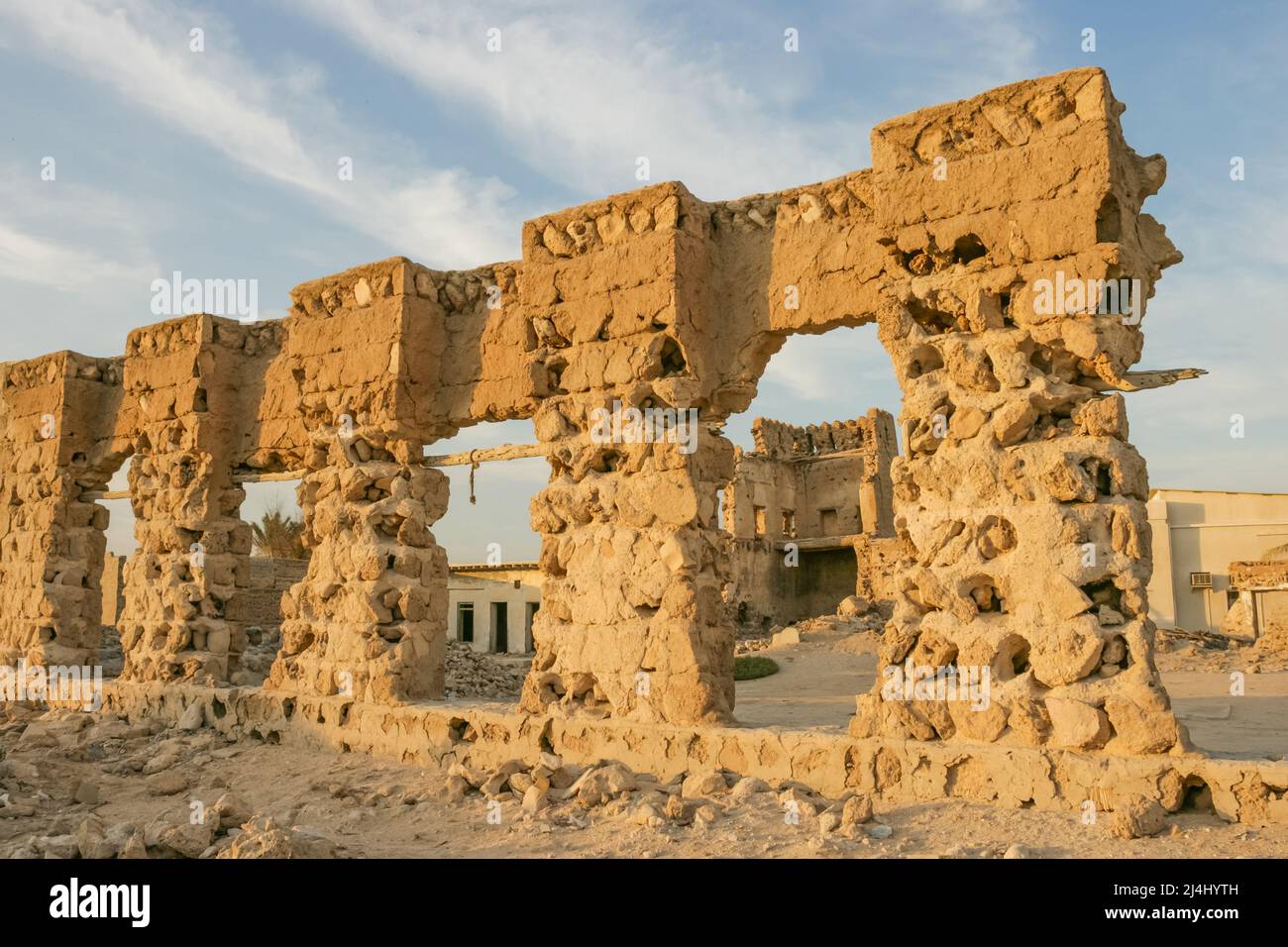 Old buildings in Al Khan, in the the city of Sharjah, United Arab Emirates. Stock Photo