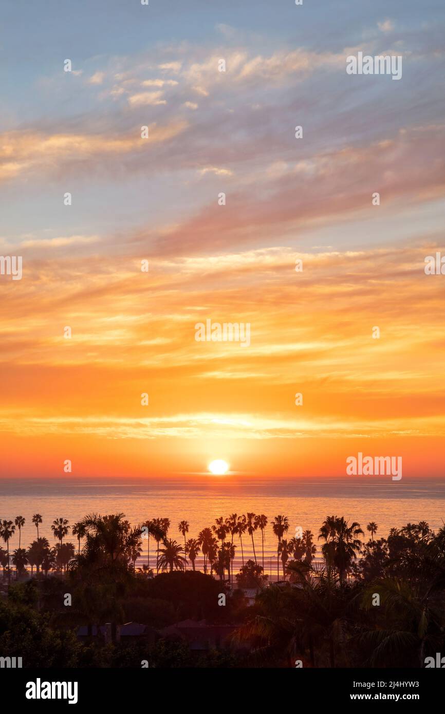 Warm sunset over La Jolla Shores in California Stock Photo