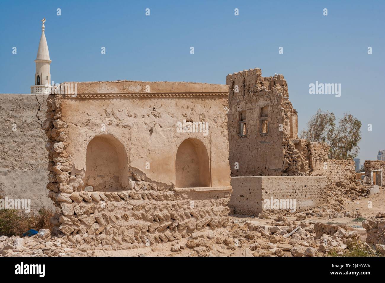 Old buildings in Al Khan, in the the city of Sharjah, United Arab Emirates. Stock Photo