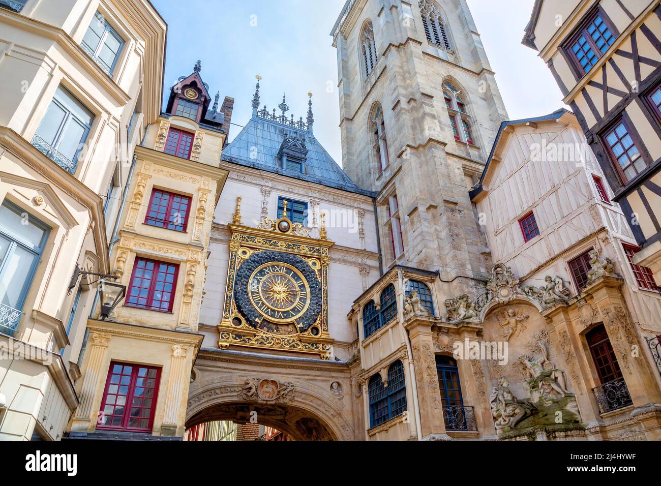 Le Gros Horloge in Rouen, Normandy, France Stock Photo