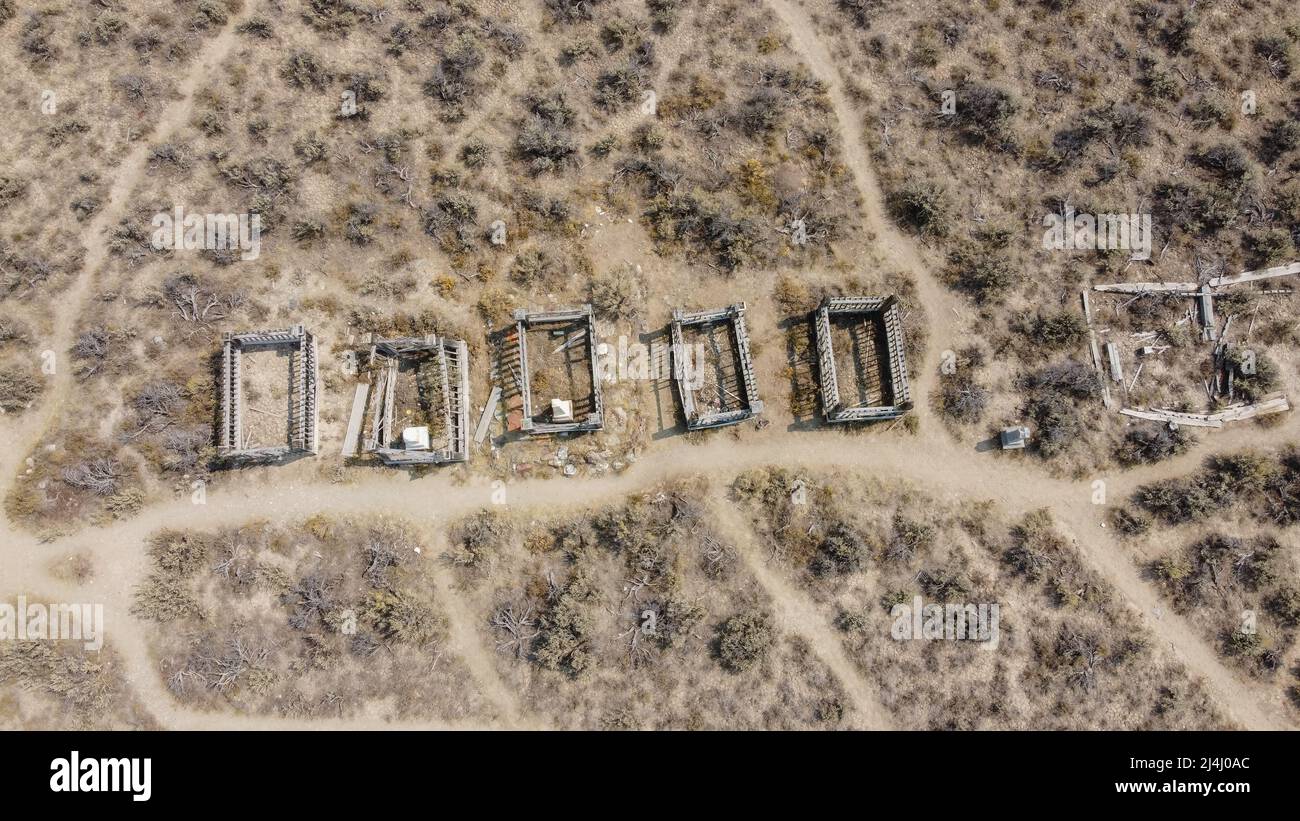 Historic Old West cemetery in Bannock,Montana Stock Photo