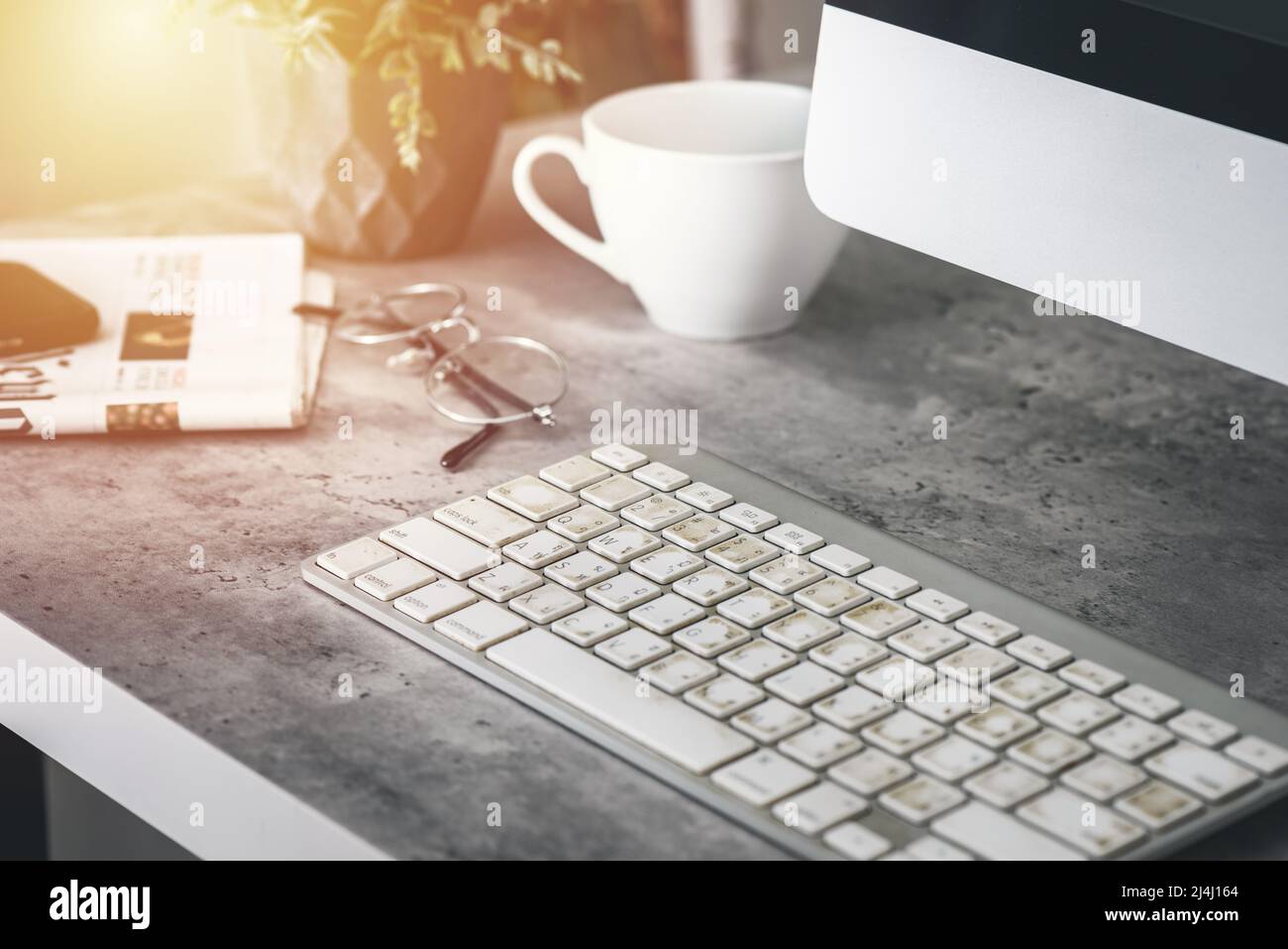Closeup very dirty computer keyboard. Grimy, more bacteria on keyboard Stock Photo Alamy