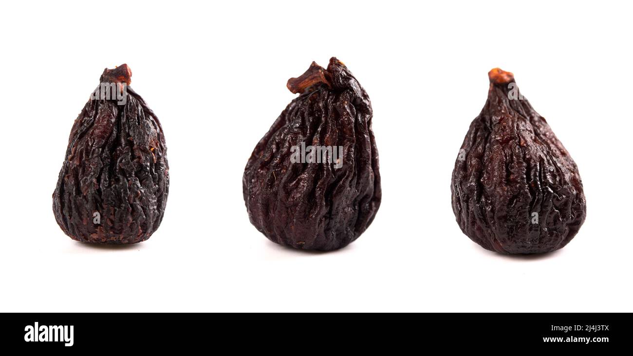 Dried Mission Figs on a White Background Stock Photo