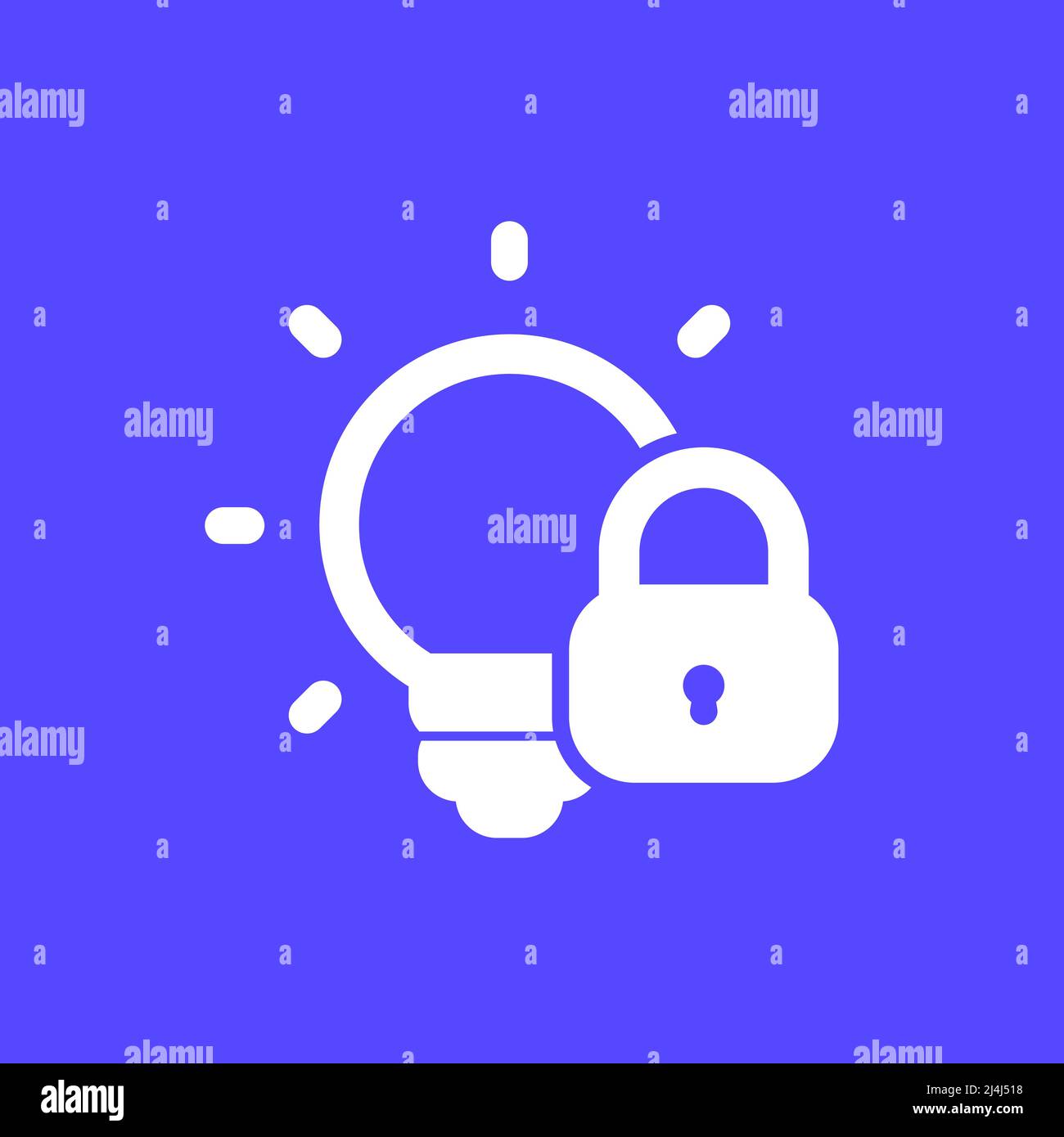 patent icon with light bulb and lock Stock Vector