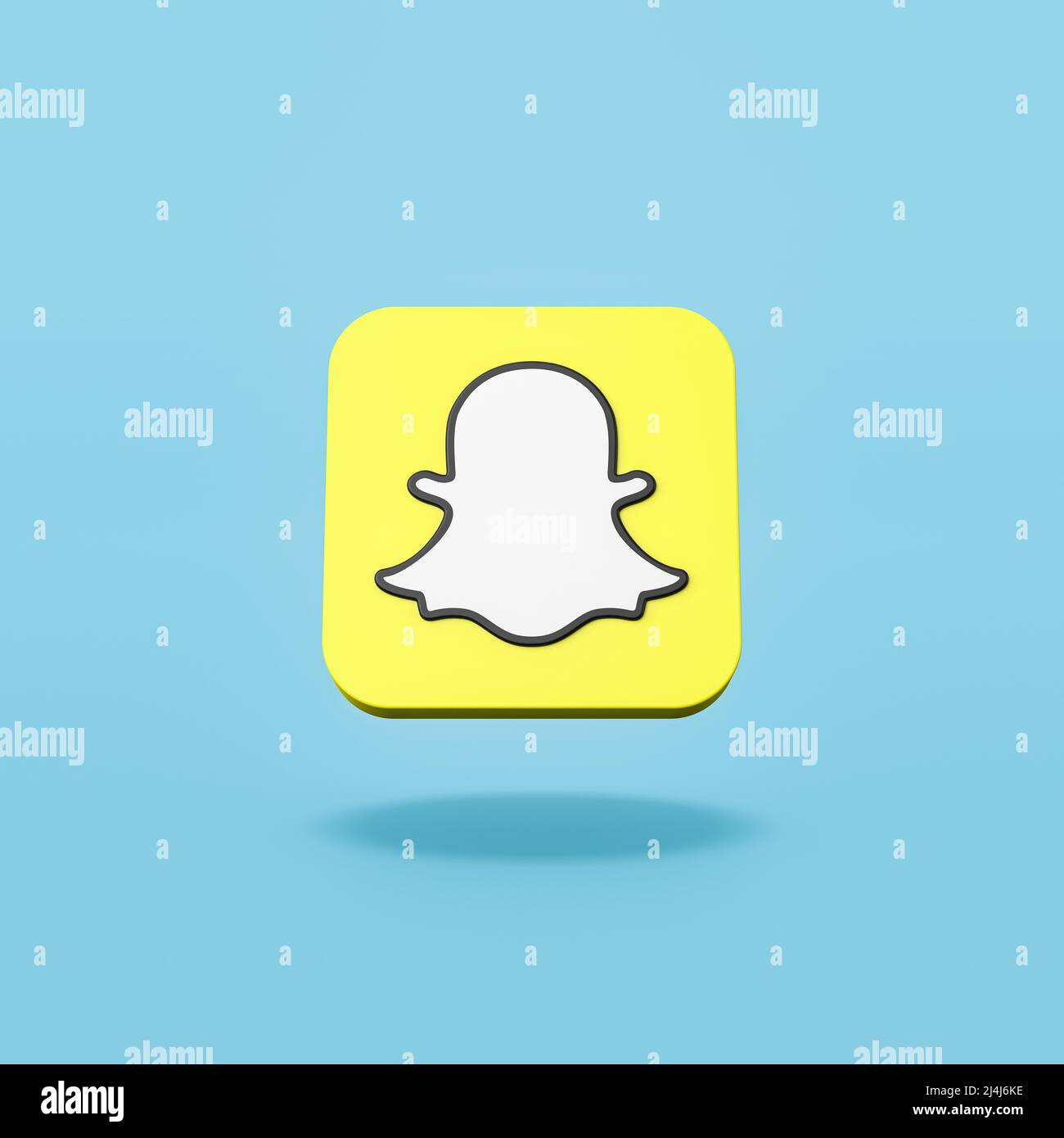 Snapchat Logo on Flat Blue Background Stock Photo