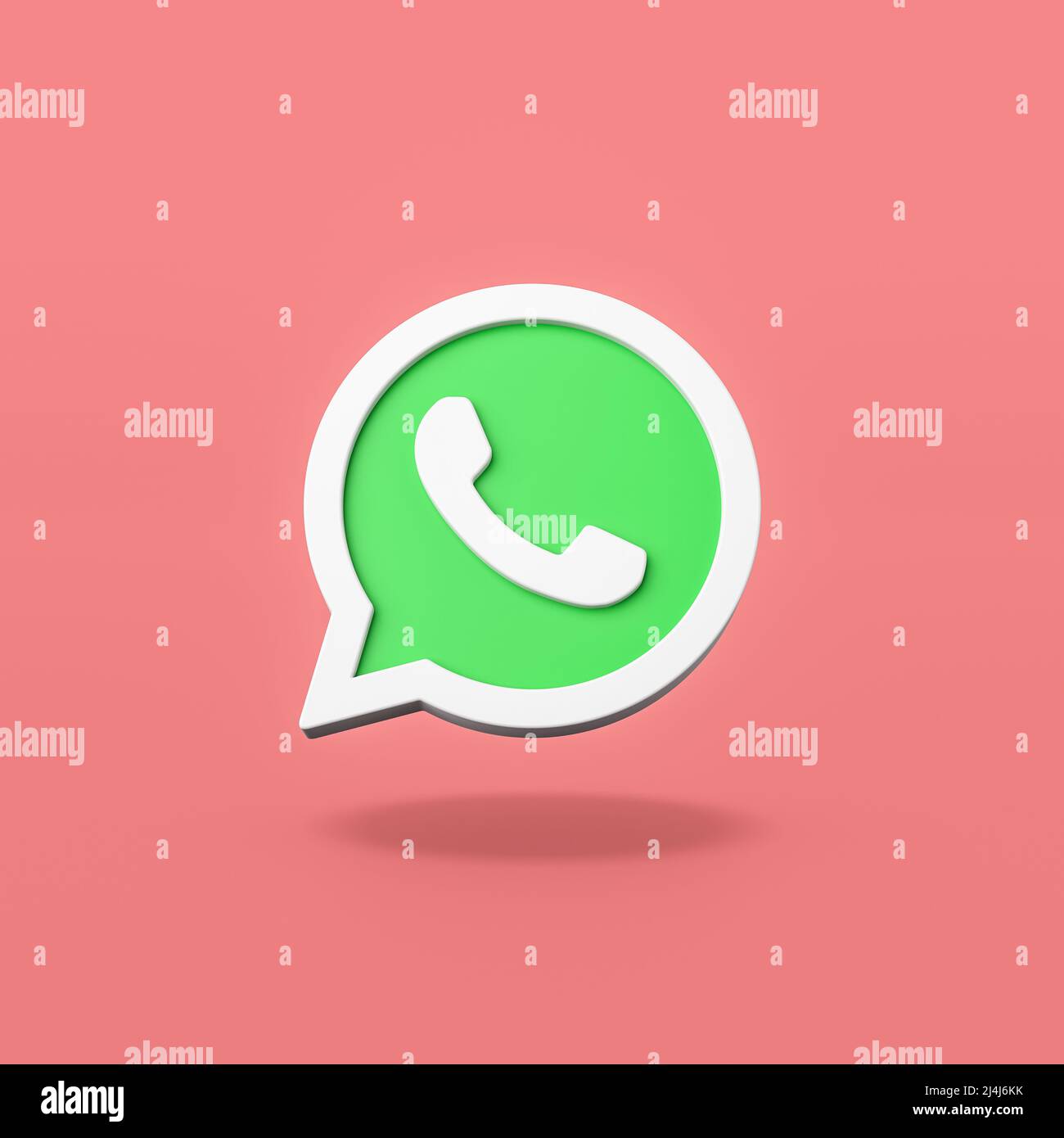 Whatsapp Logo on Flat Red Background Stock Photo