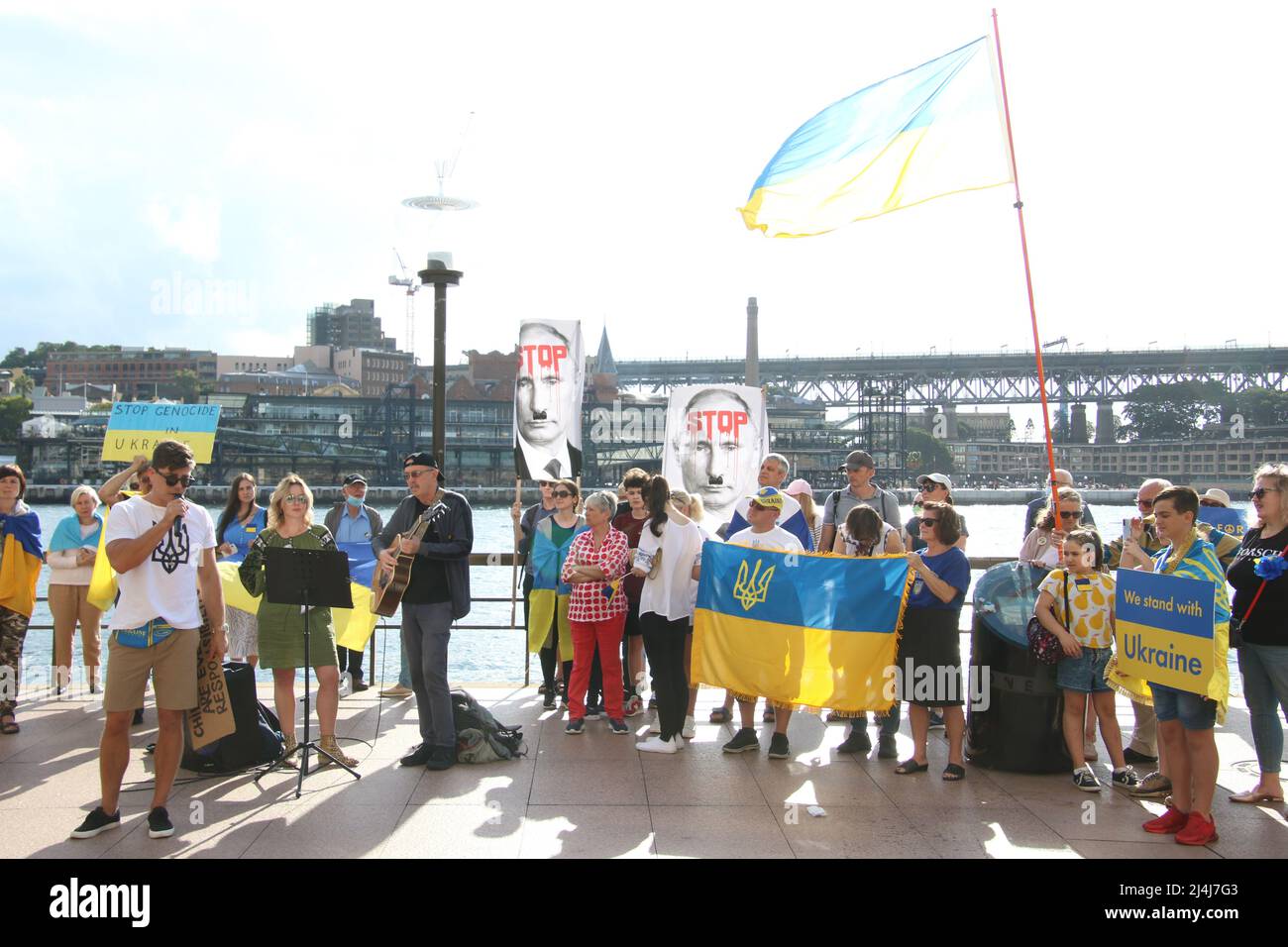 Sydney, Australia. 16th April 2022. Ukrainians and their supporters held their weekly Saturday rally at 1 Macquarie Street, Circular Quay to protest against the Russian invasion. Credit: Richard Milnes/Alamy Live News Stock Photo