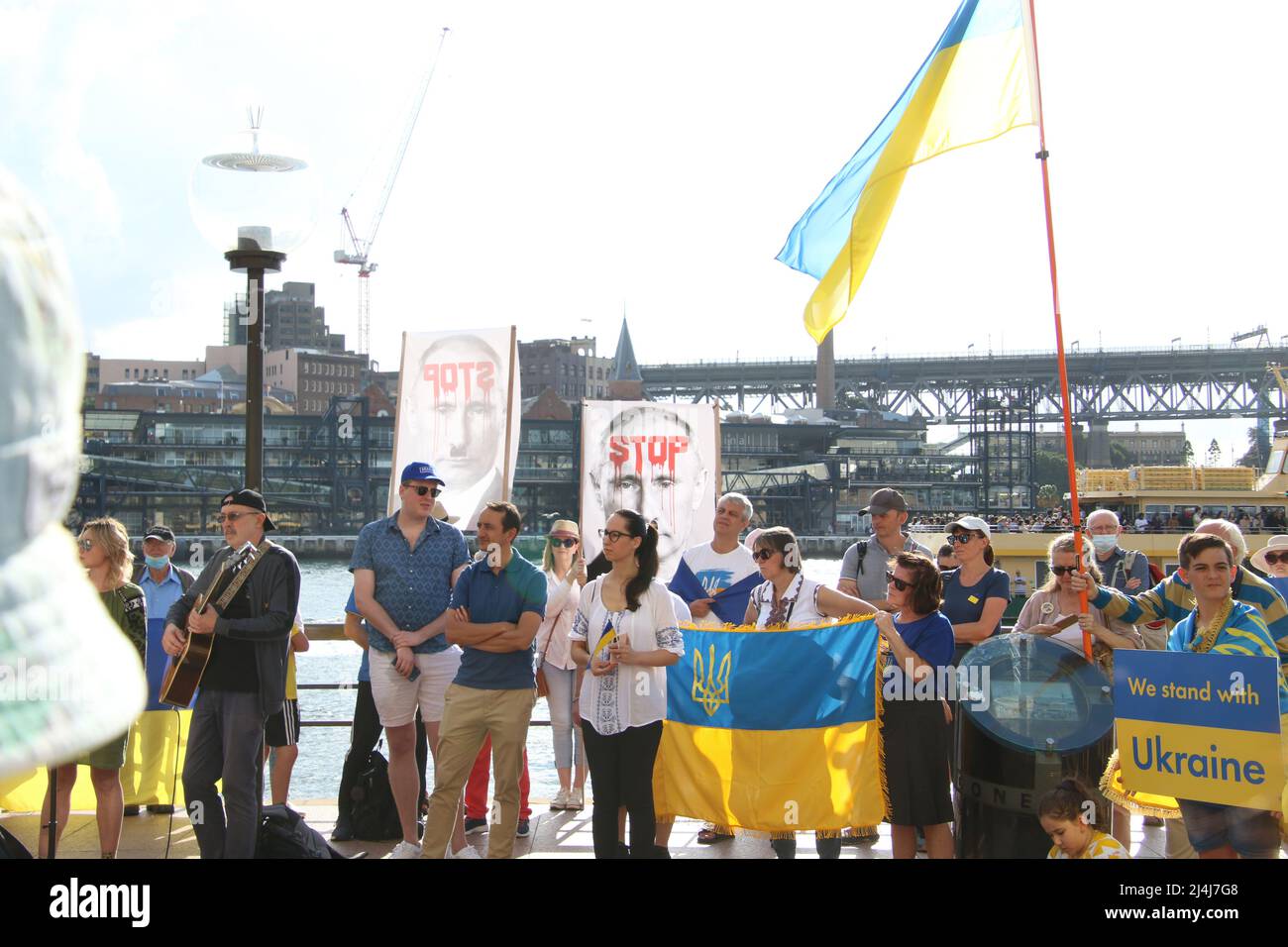 Sydney, Australia. 16th April 2022. Ukrainians and their supporters held their weekly Saturday rally at 1 Macquarie Street, Circular Quay to protest against the Russian invasion. Credit: Richard Milnes/Alamy Live News Stock Photo