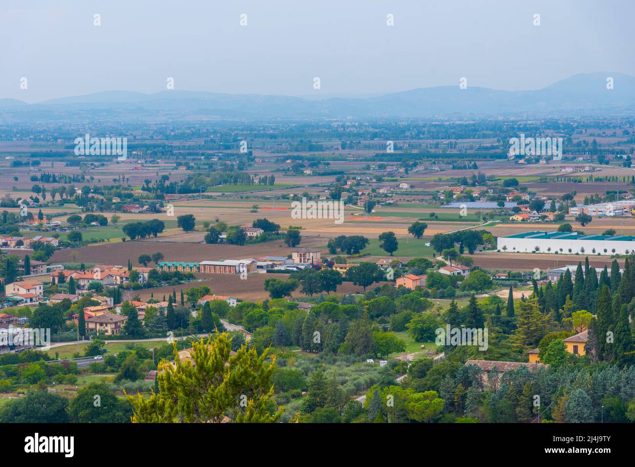 Rural landscape surrounding Italian town Spello. Stock Photo