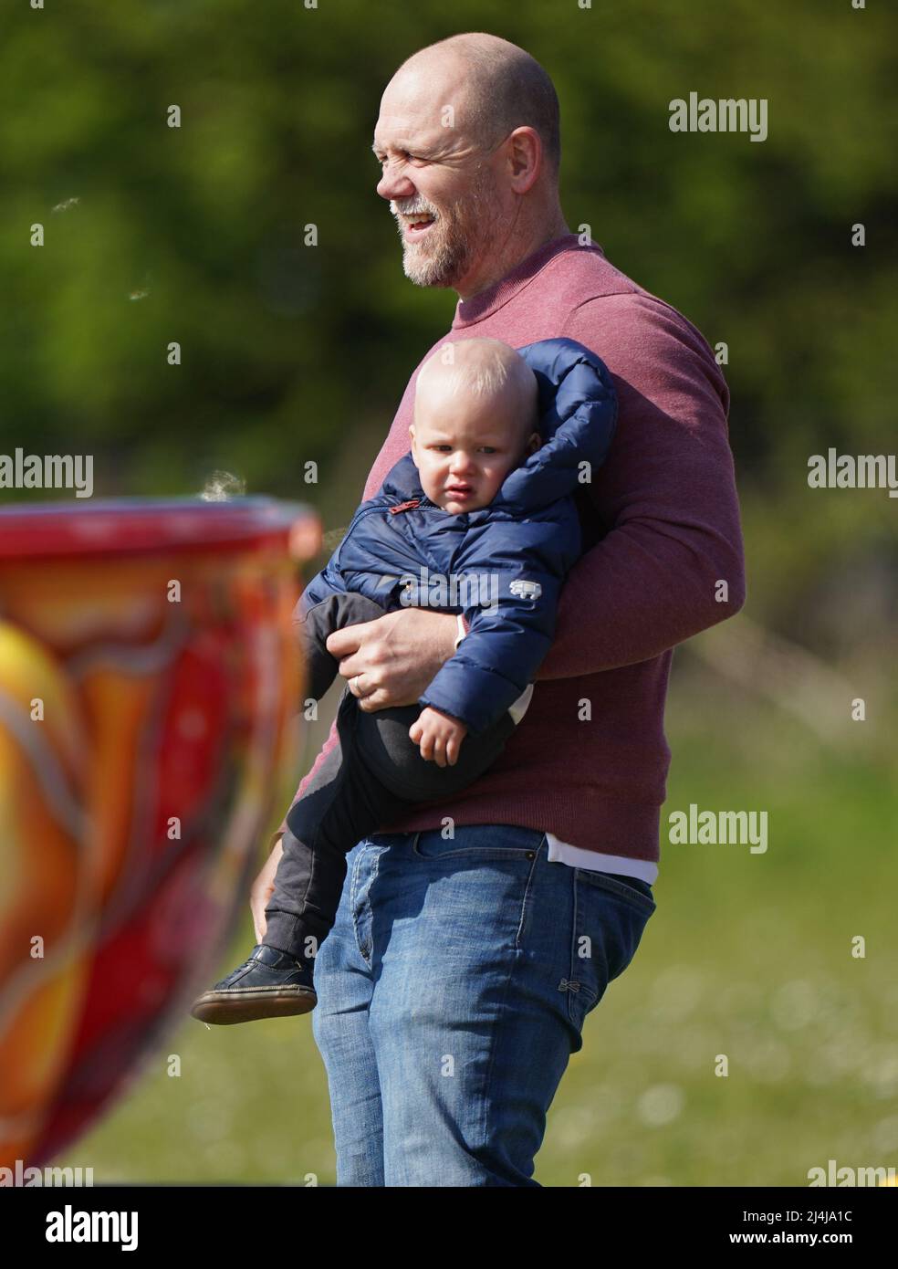 Mike Tindall with his son Lucas in the fairgound at the Barefoot ...