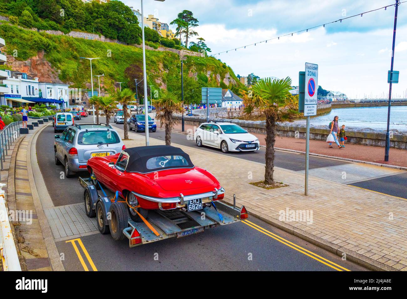 The coastal street of the seaside town of Torquay on the English