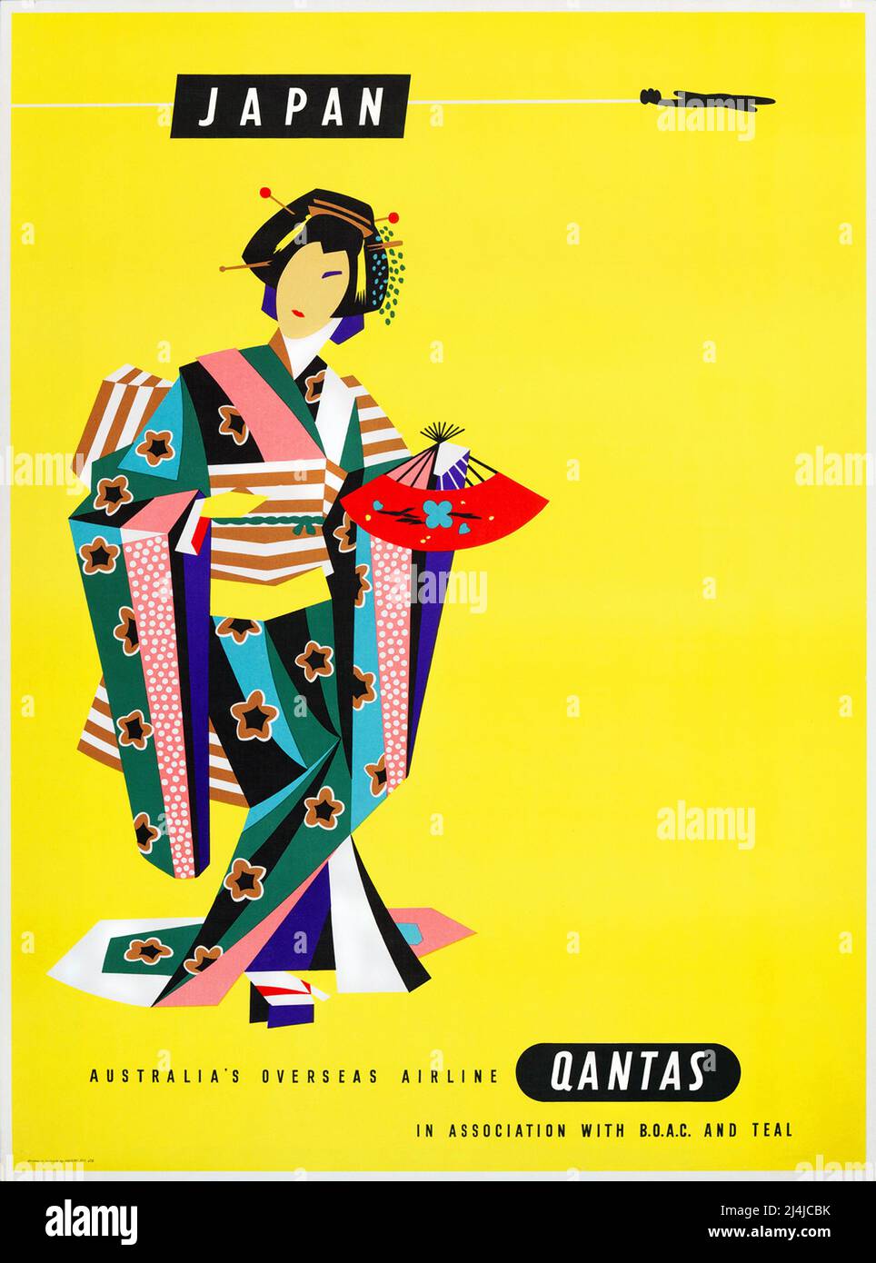 Vintage Travel Poster - Qantas - Japan , By Harry Rogers Stock Photo