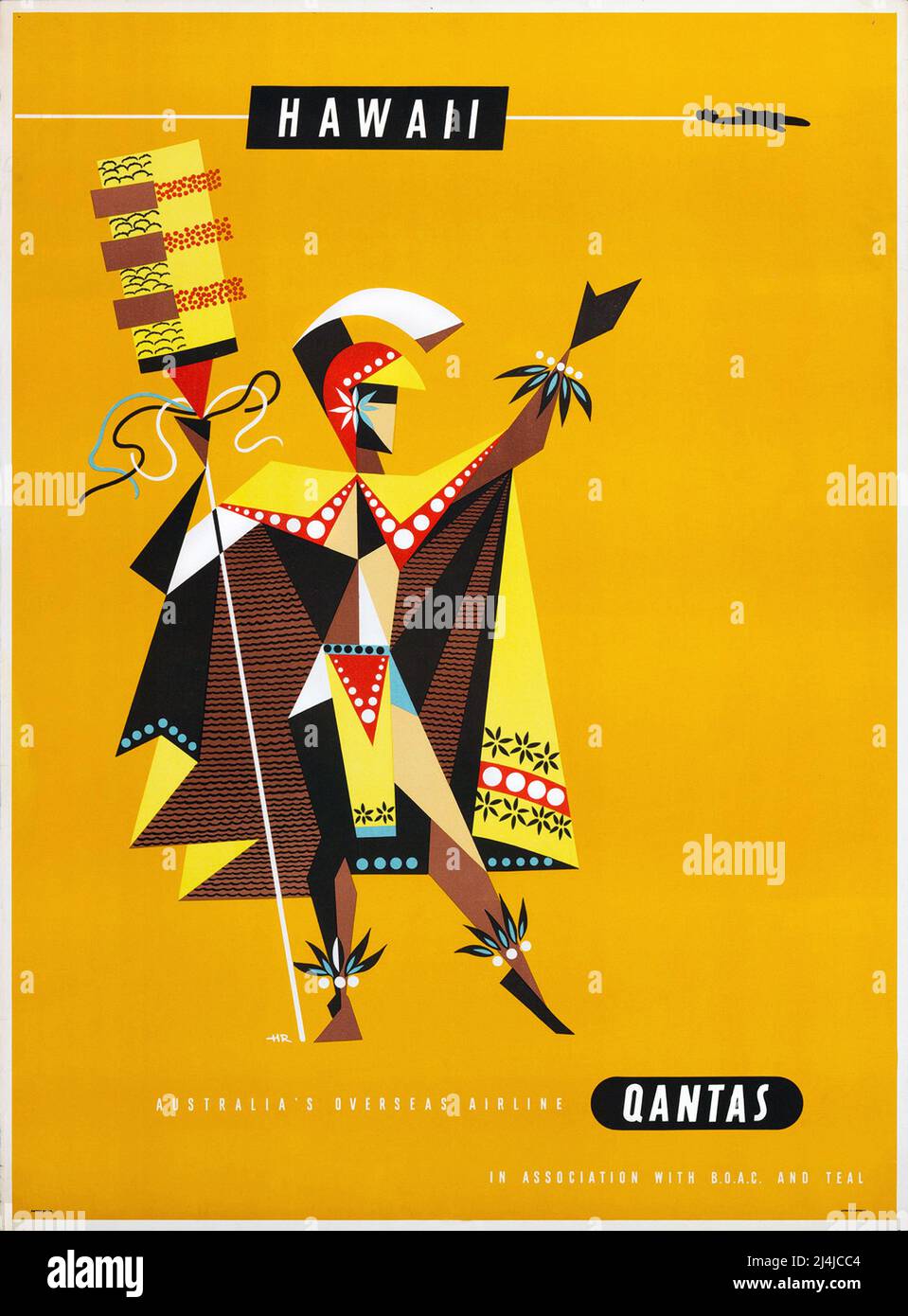 Vintage Travel Poster - Qantas - Hawaii , By Harry Rogers Stock Photo