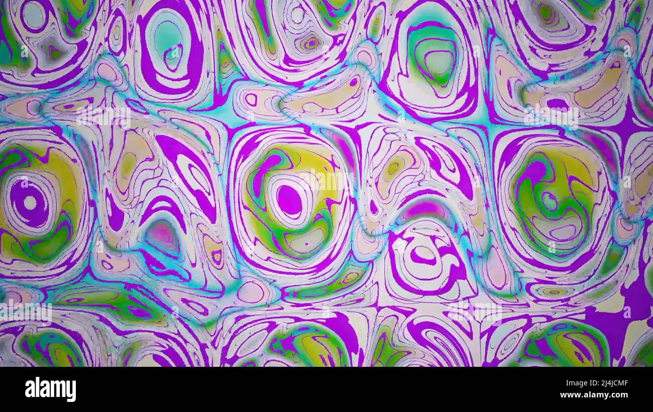 Abstract colorful paint reactions, psychedelic liquid light dance. Design.  Stock footage. Kaleidoscope or LSD effect in liquid texture, seamless loop  Stock Photo - Alamy
