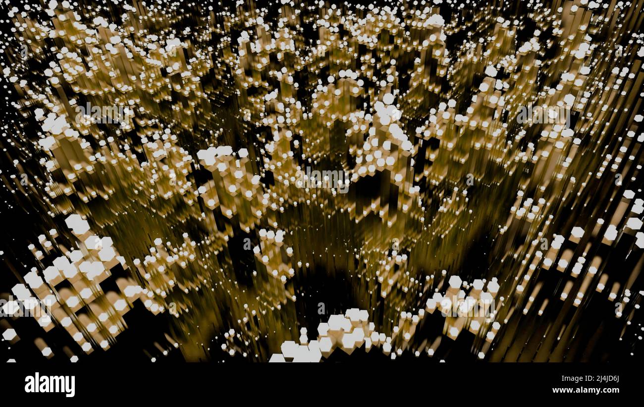 Yellow and purple lines rising in 3d format. Design.Large bright lines ...