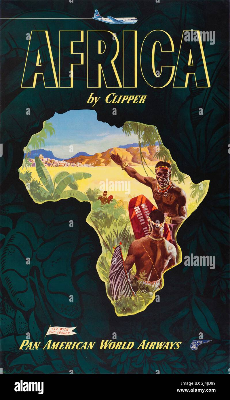 Vintage Travel Advertising Poster: Africa By Clipper - Pan American Stock Photo