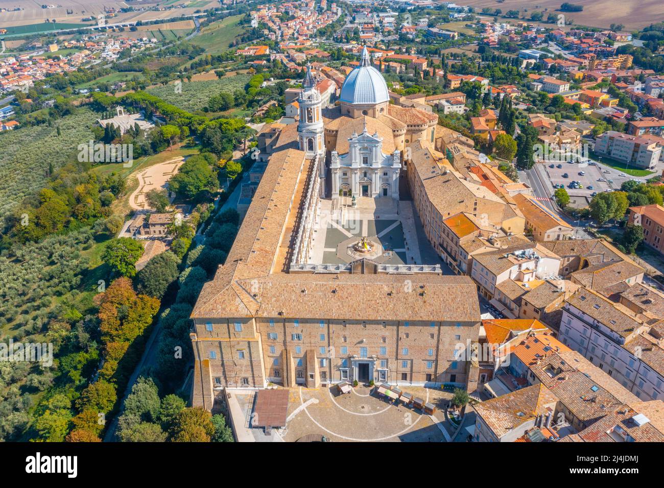 Aerial view of the Sanctuary of the Holy House of Loreto in Italy. Stock Photo