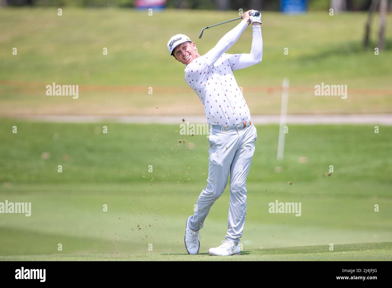 PATTAYA THAILAND - APRIL 16: Andrew Dodt of Australia plays a shot on the 9th hole during the fourth and final round of the Trust Golf Asian Mixed Stableford Challenge at Siam Country Club Waterside Course on April 16, 2022 in Pattaya, Thailand. (Photo by Orange Pictures/BSR Agency/Getty Images) Credit: Orange Pics BV/Alamy Live News Stock Photo