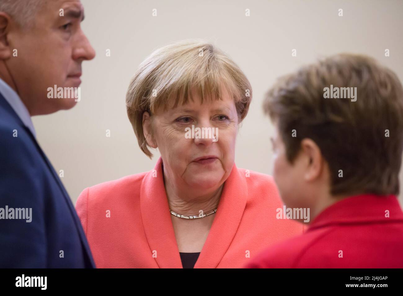 German Chancellor Angela Merkel (C) during the World Humanitarian Summit in Istanbul. German Chancellor Angela Merkel (archival image) Stock Photo