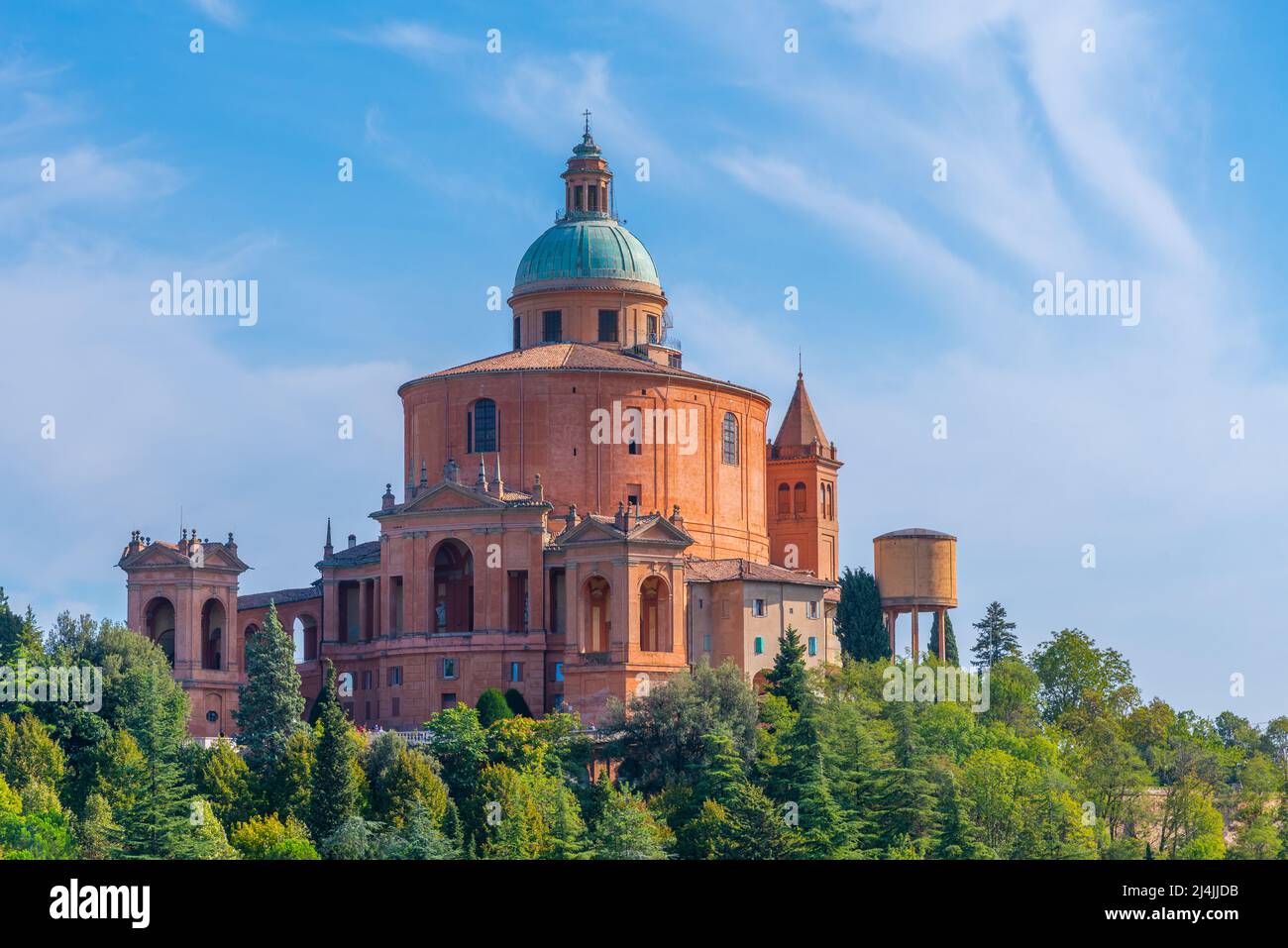 Aerial view of Sanctuary of the Madonna di San Luca in Bologna, Italy. Stock Photo