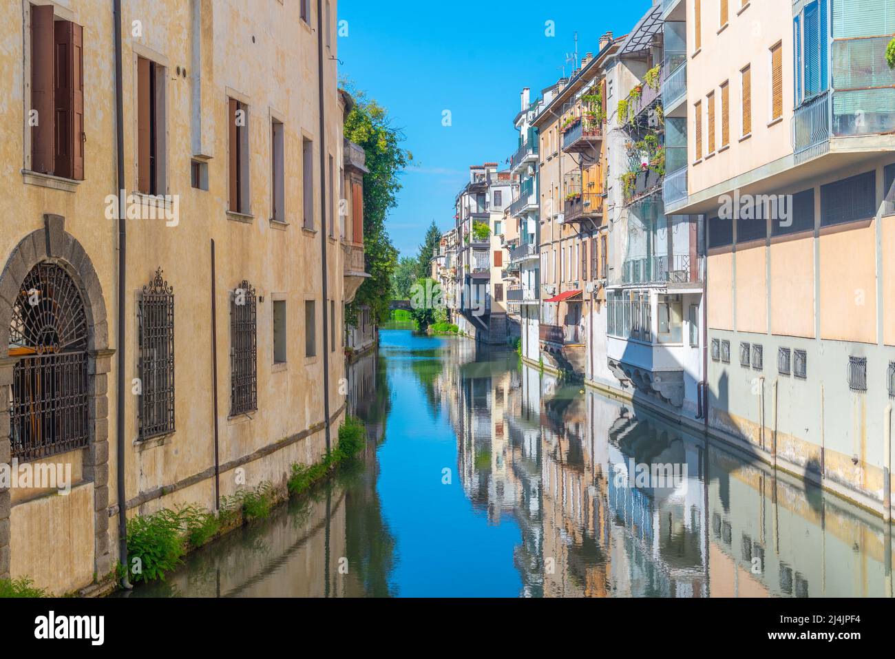 water channel flowing through the historical center of Padua. Stock Photo