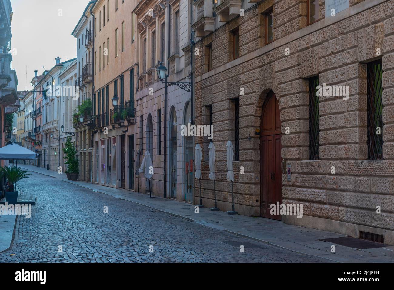 Historical houses in the old town of Vicenza in Italy. Stock Photo