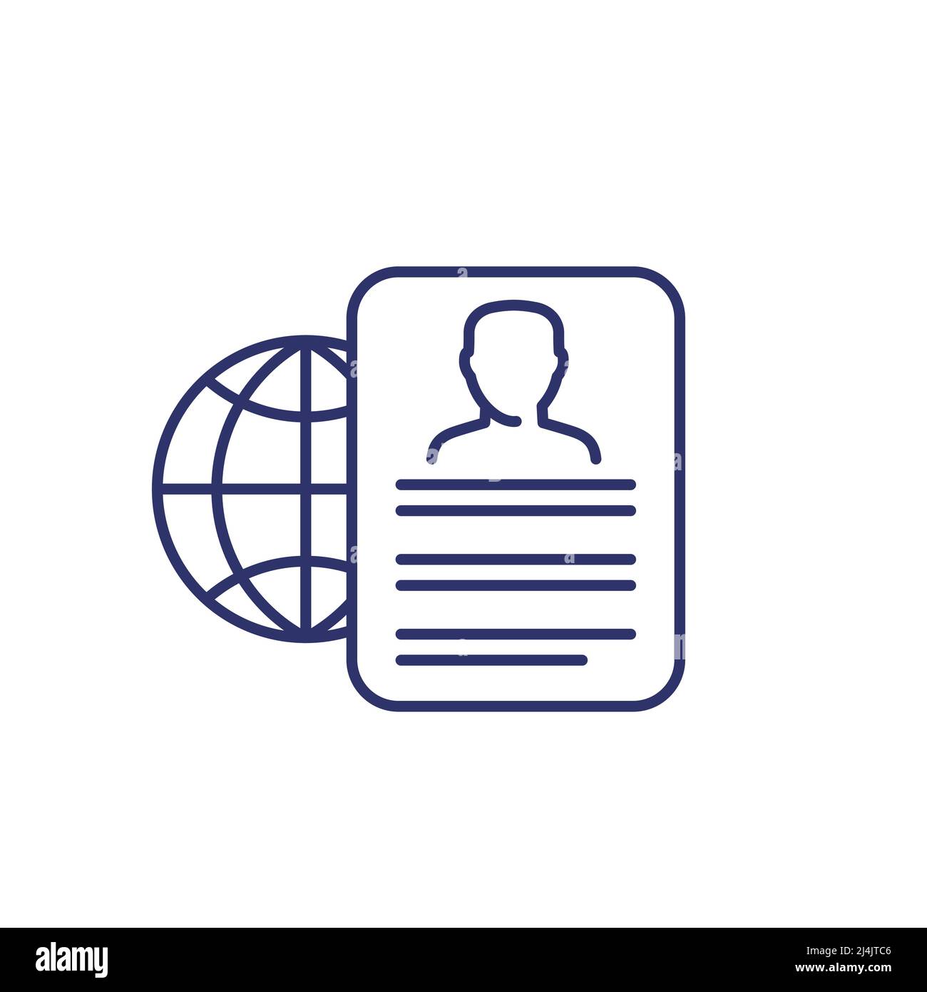 resume line icon with a globe, vector Stock Vector
