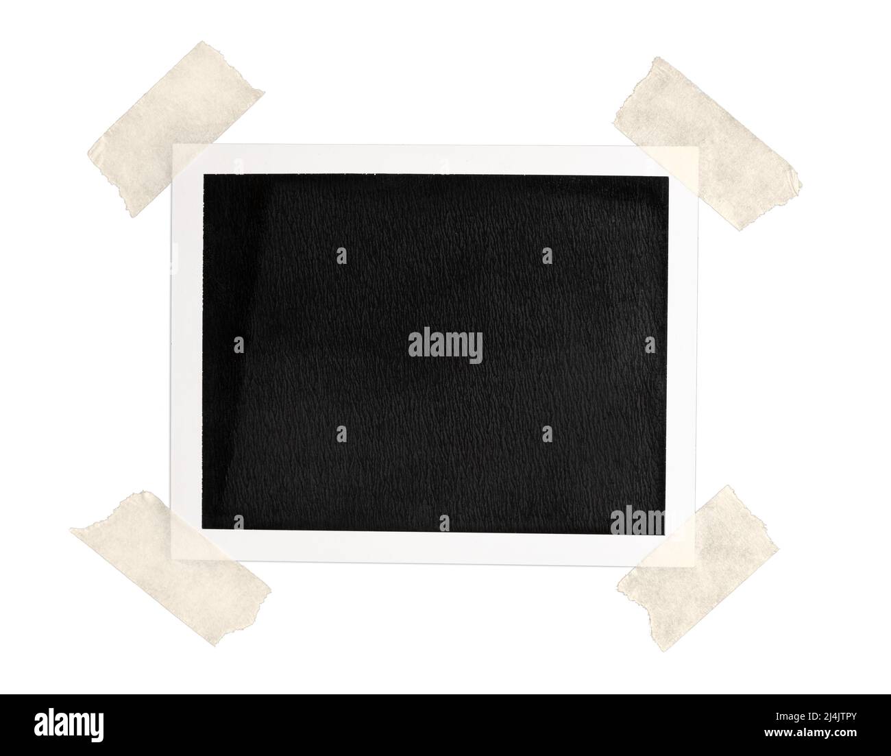 Blank Vintage instant photo frame with brown tape isolated on white background Stock Photo