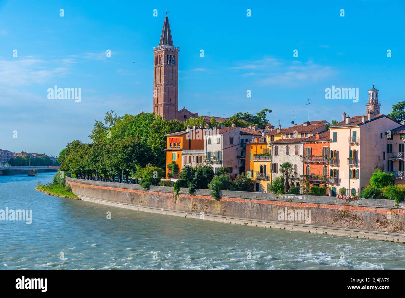 waterfront of the adige river in the italian city verona Stock Photo ...