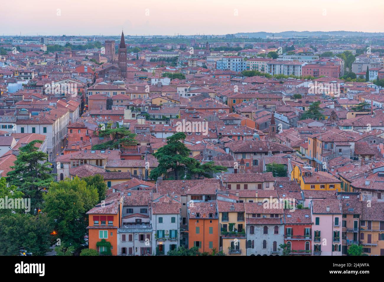 Sunset panorama of italian town verona Stock Photo - Alamy