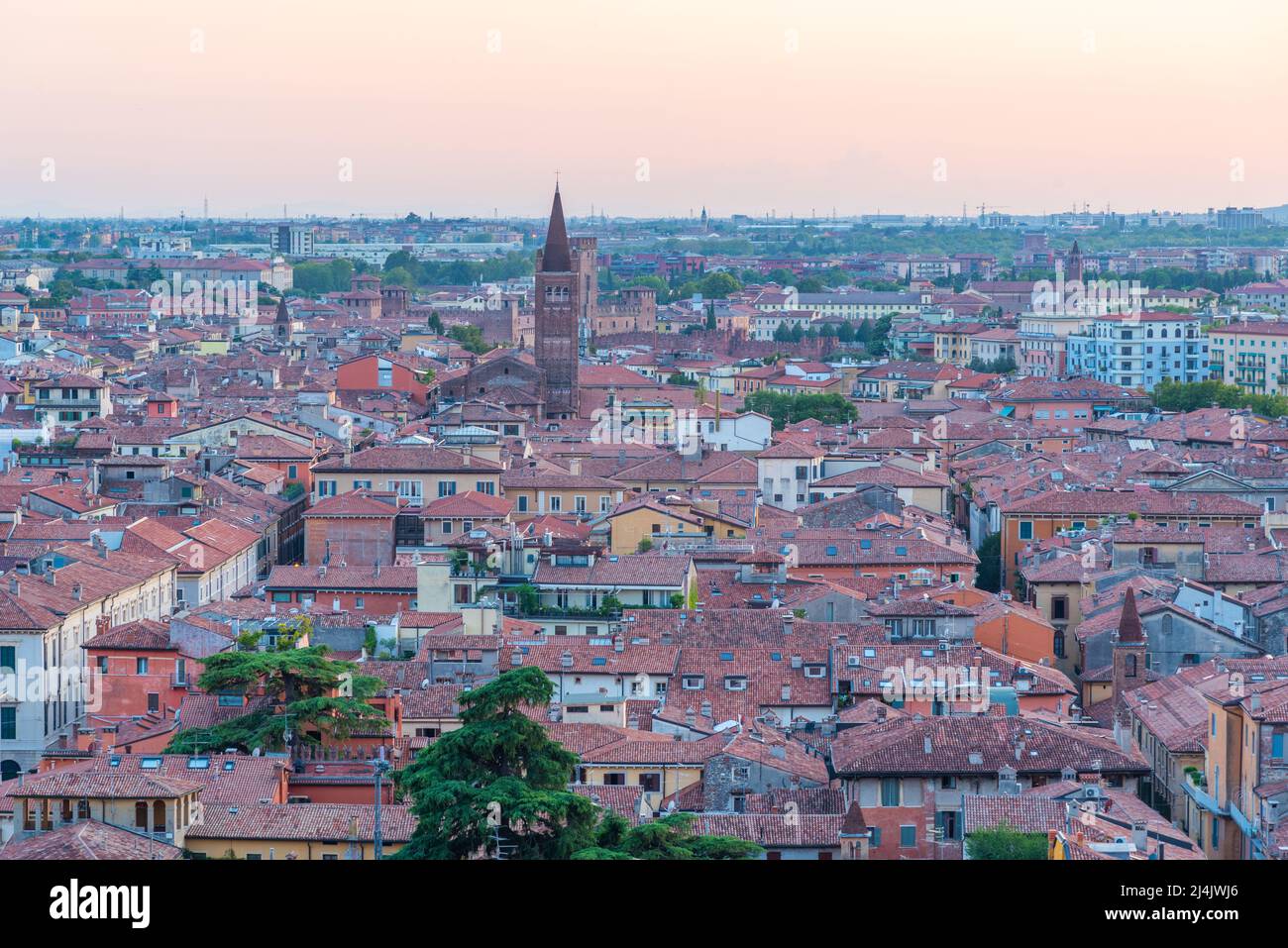 Sunset panorama of italian town verona Stock Photo - Alamy