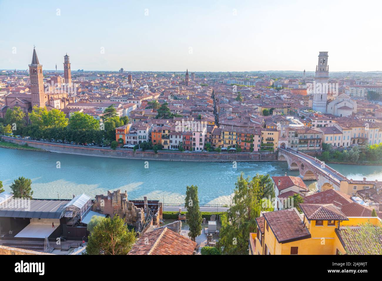 Sunset panorama of italian town verona Stock Photo - Alamy